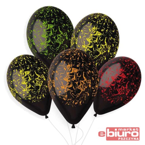 BALONY PREMIUM HEL MARBLE CZARNE 13"/5SZT