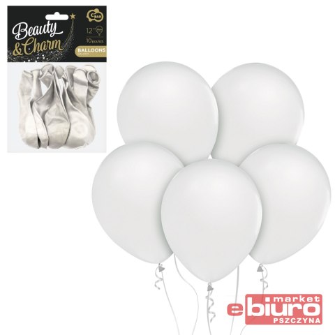 BALONY BEAUTY&CHARM METALIKI 12" A'10 BIAŁE