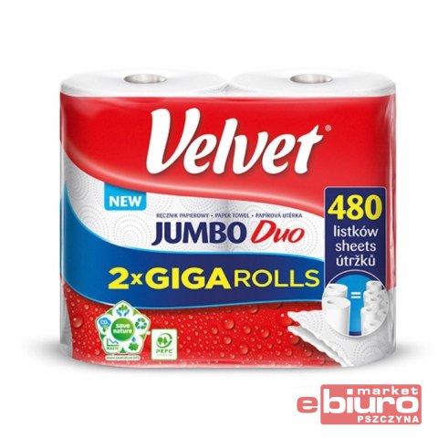 RĘCZNIK PAPIEROWY JUMBO DUO 2 WARSTWY 2 ROL 240 LISKÓW VELVET