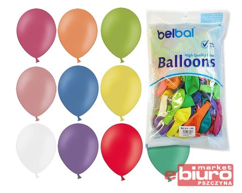 BALONY 10 MIX PASTELOWE 100szt KOLOROWE