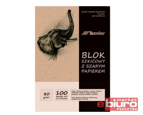 BLOK SZKICOWNIK EKO A3 80G 100 ARK 90854 LENIAR
