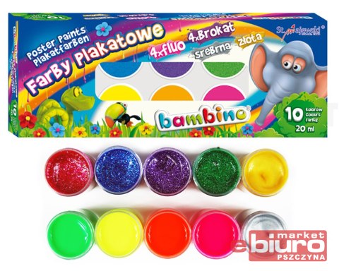 FARBY PLAKATOWE 10 KOLORÓW 20ML BAMBINO