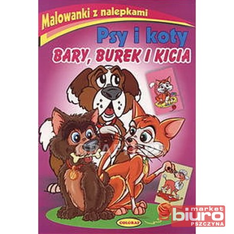 MALOWANKA Z NAKLEJKAMI PSY I KOTY PASJA MALOWANKA Z NAKLEJKAMI PSY I KOTY PASJA