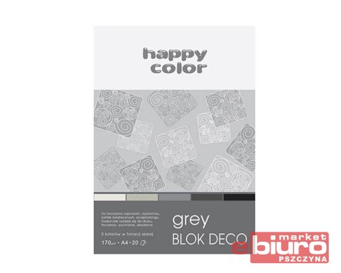 BLOK DECO GREY 170G/M2 A4 20 ARK 5 KOL HAPPY COL