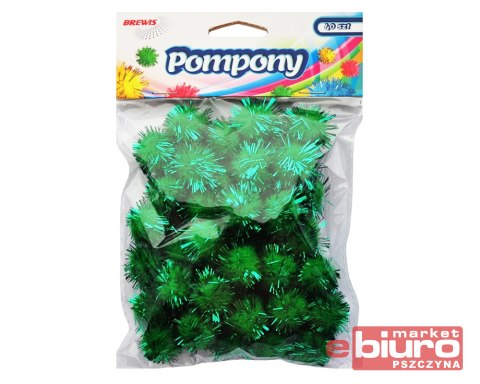 POMPONY METALICZNE 2CM ZIELONE POM25