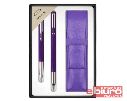 PARKER VECTOR PIÓRO + DŁUGOPIS + ETUI PURPUROWY