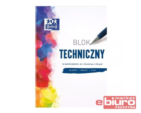 BLOK TECHNICZNY OXFORD A3 10 KART.250G BIAŁY 93232